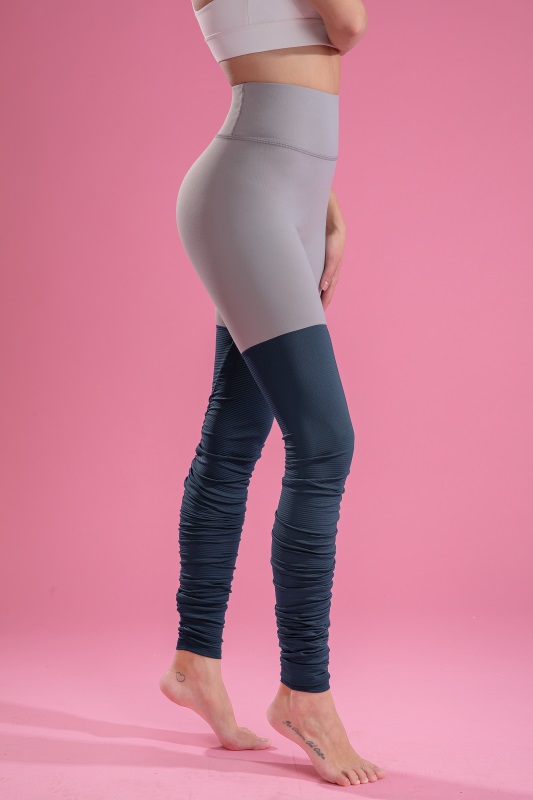 Women’s Grey Blue Two Tone Seamless Quick Dry Breathable Fitness Workout Yoga Leggings