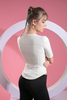 Women’s Cream Quick Dry Breathable Fitness Workout Yoga Short Sleeve Top