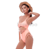 Women’s Sexy Pink Multi Strap Cutout Wireless One-piece Swimsuit