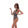 Women’s Sexy Leopard Allover Print Multi Strap Wireless One-piece Swimsuit