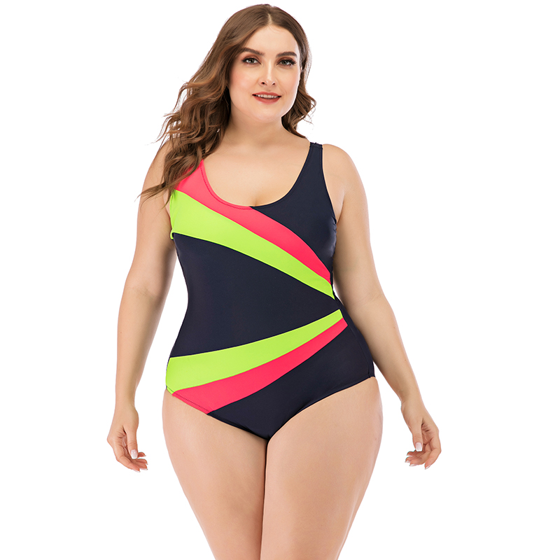 Women’s Plus Size One-piece Colors Joint Swimsuit