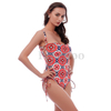 Women’s Sexy Floral Allover Print Side Lace Up Wireless One-piece Swimsuit