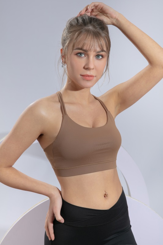Women’s Light Brown Quick Dry Breathable Fitness Workout Yoga Sports Bra 