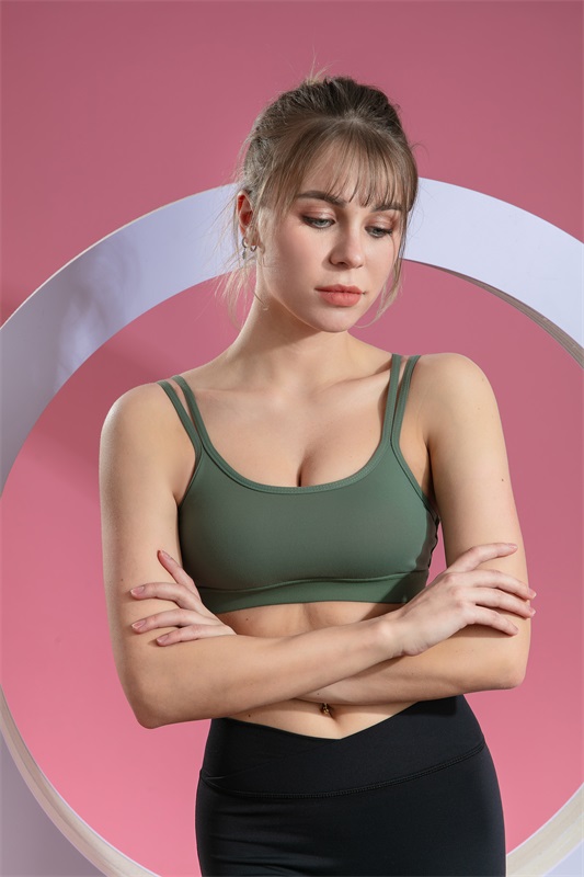Women’s Dark Green Quick Dry Breathable Fitness Workout Yoga Sports Bra 