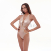 Women’s Sexy Sequin Shock Cord Wireless One-piece Swimsuit