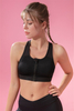 Women’s Black Zipper Quick Dry Breathable Fitness Workout Yoga Sports Bra 